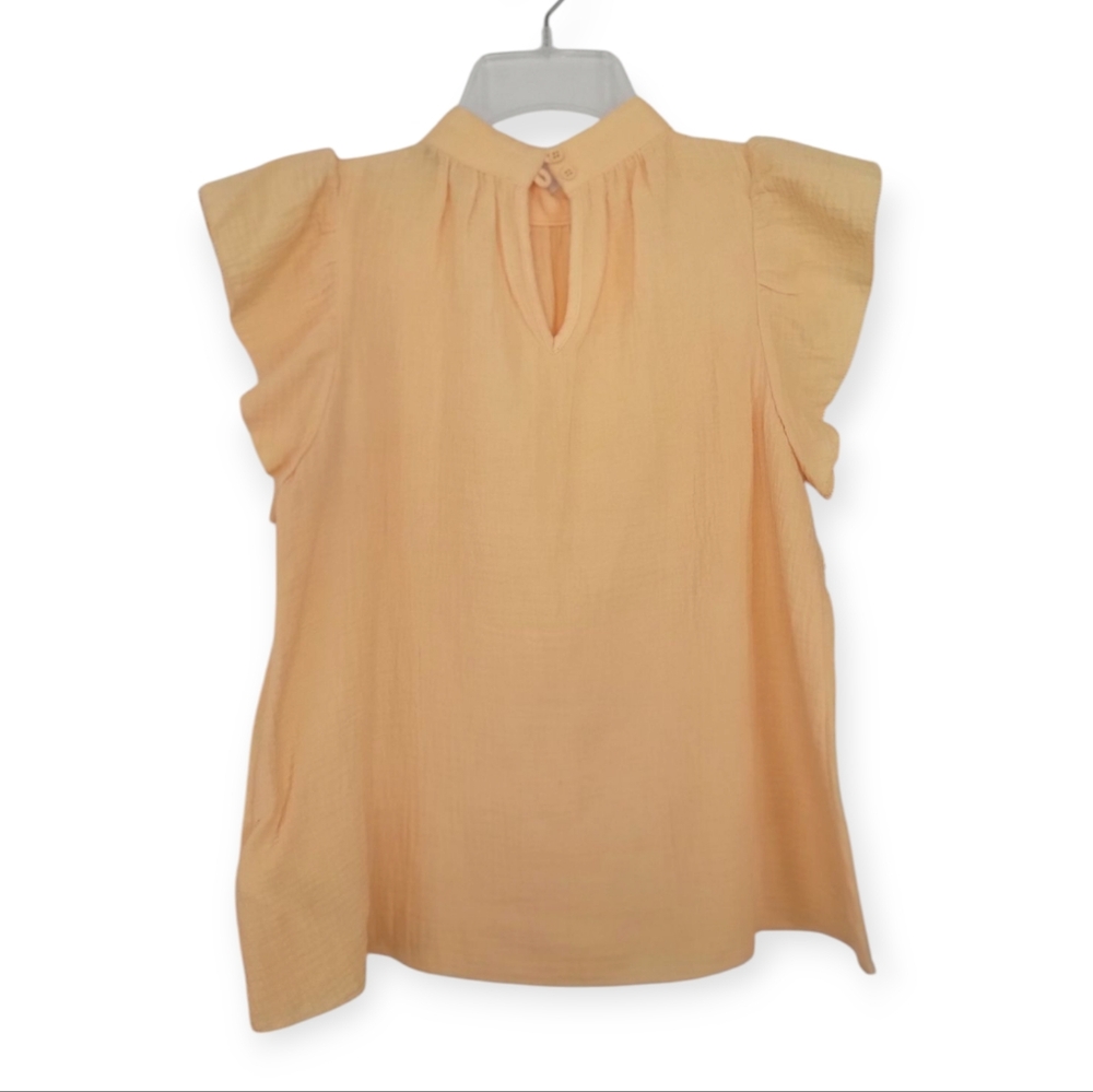 JOE'S JEANS Gauze Flutter Sleeve Apricot Top - Picture 4 of 9